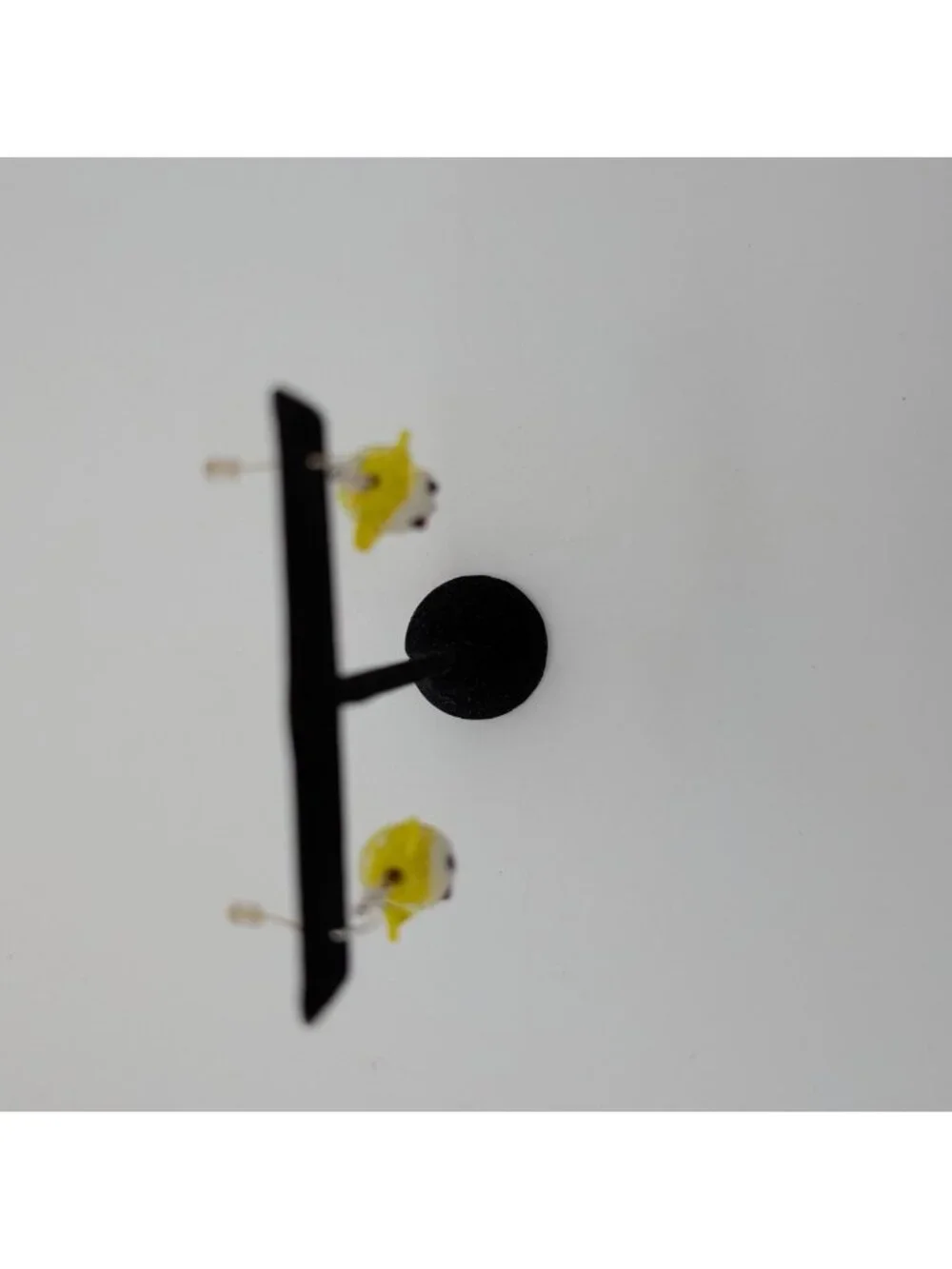 funky glow in the dark art glass beads monkey face dangle earrings yellow clown